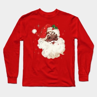 Retro Black Santa Claus Mid Century Modern Cute Santa Claus Long Sleeve T-Shirt